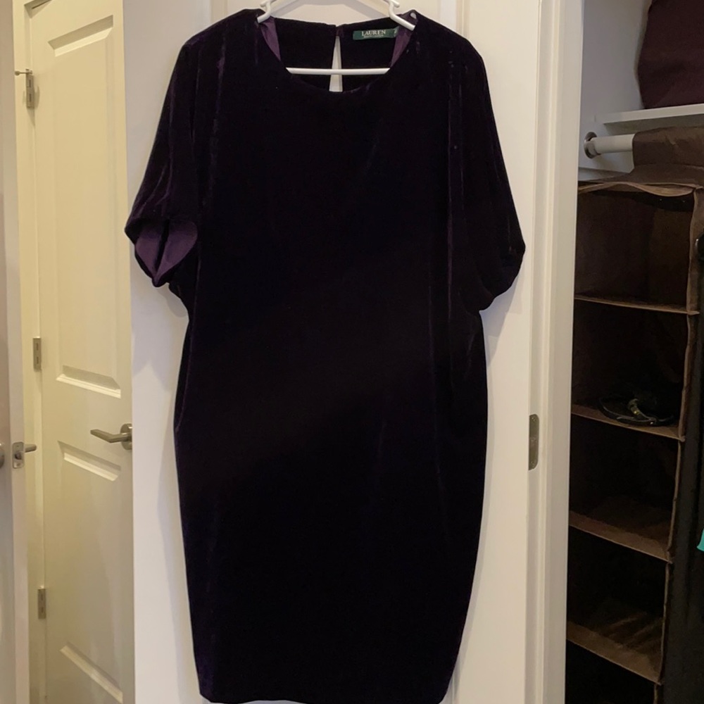 Purple velvet evening dress